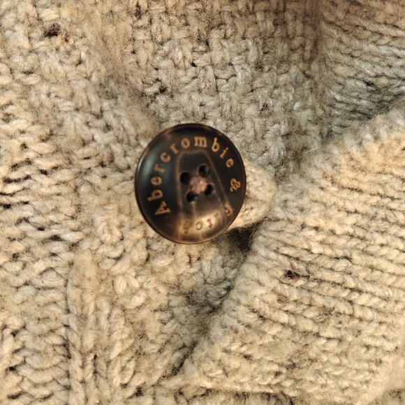 ABERCROMBIE & FITCH Hooded Cable-knit Wool-blend Sweater Oatmeal Preppy Size XL - Picture 4 of 10
